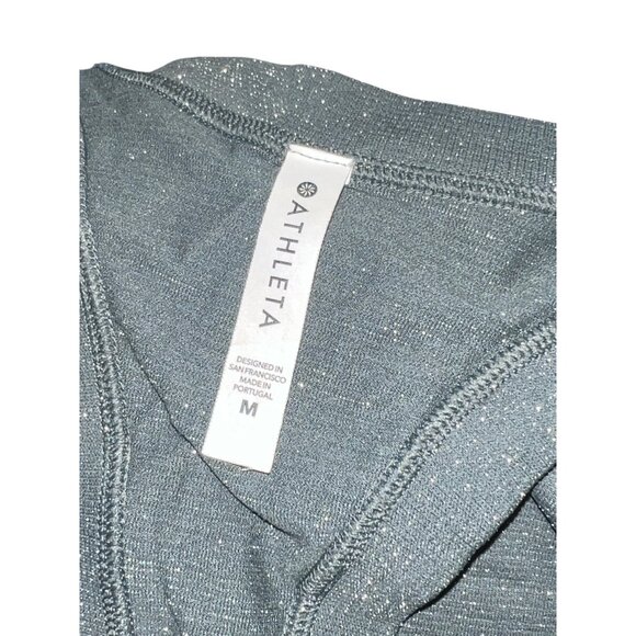 Athleta Racerback Tank Top Sz Medium Sparkly Gray Sleeveless Athletic Shirt Stre - Picture 3 of 8